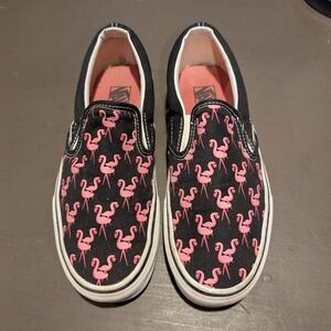 Vintage Vans pink flamingo slip-ons